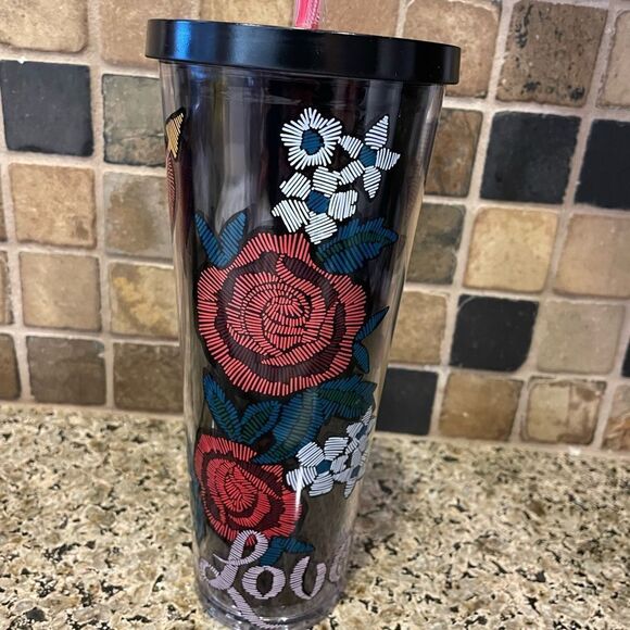 Starbucks LOVE Valentines Rare Tattoo Stitch 24 Ounce Tumbler EUC - Picture 13 of 16